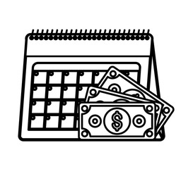 tax day calendar and bills vector design