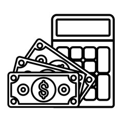 Isolated calculator and bills vector design