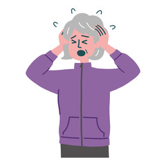 Obraz premium シニア 女性 スポーツウェア 焦り