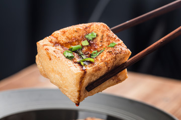 Asian food grilled tofu and soy sauce