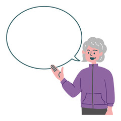 シニア　女性　スポーツウェア　吹き出し