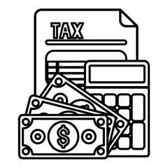 Isolated tax document bills and calculator vector design