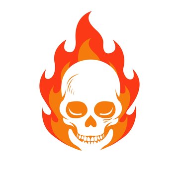 hot flame head skull for tattoo inspiration design vector illustration