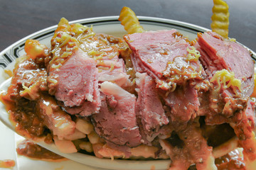Garbage Plate Fries with Pastrami Chili and Cheese