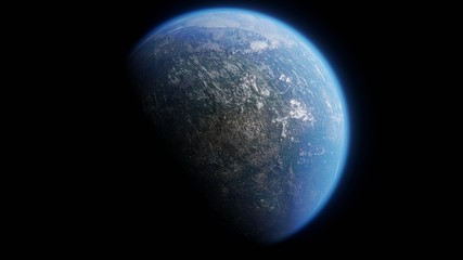 Beautiful Blue Habitable Alien Earth Like Exoplanet © Darryl