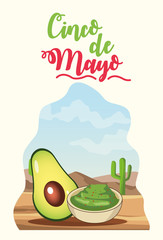 cinco de mayo celebration with guacamole desert scene