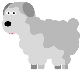 Cute gray sheep isolated on a transparent background in cartoon style