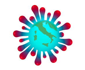 Fototapeta premium Infographic of the coronavirus in Italy with the expansion of the virus in a map - drawing art concept with the country based on the news
