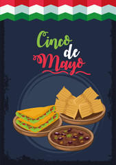 cinco de mayo celebration with mexican flag and food