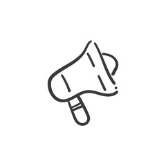 Megaphone doodle illustration, hand drawn loudspeaker vector icon.
