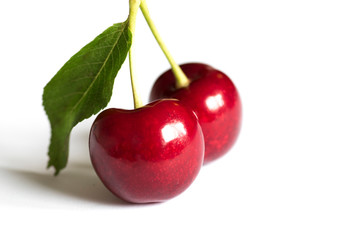 Pair Of Juicy Red Cherries