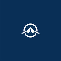 Vector of logo design template in trendy linear style - landscape illustrations with mountains, travel badges and prints