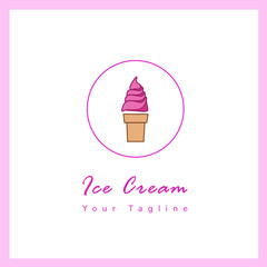 design logo strawberry ice cream template for your brand