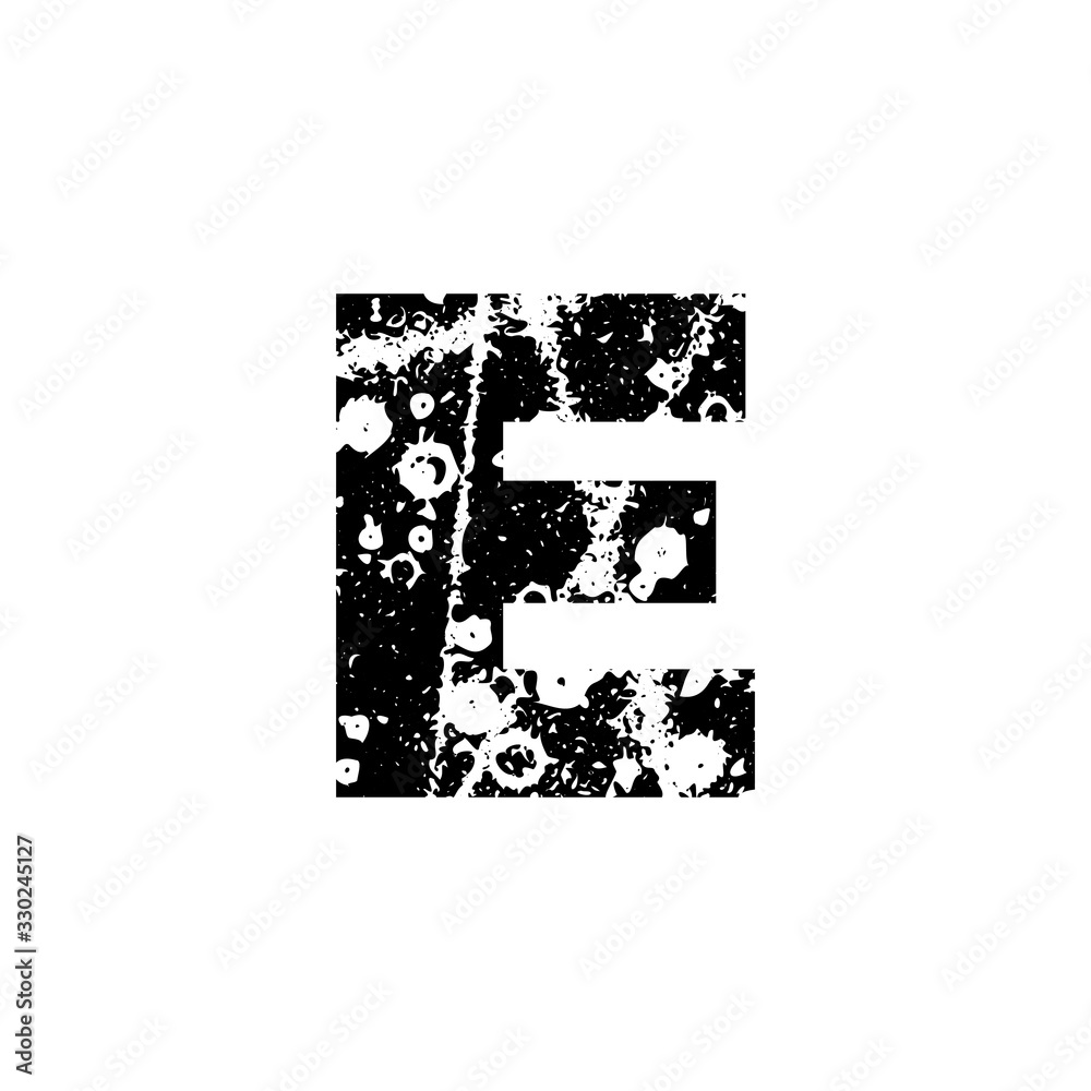 Fototapete painted letter e. grunge alphabet font. abstract handmade sans serif typeface. distress textured abc