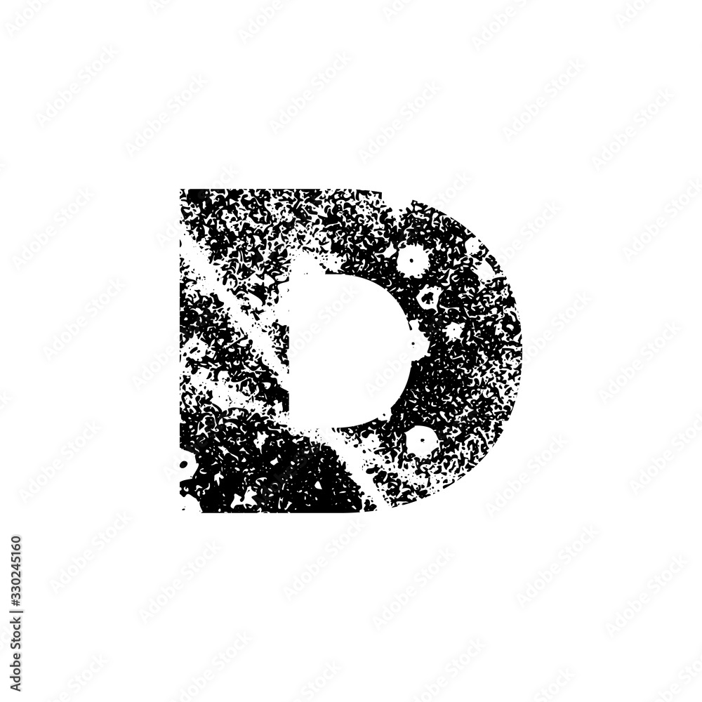Fototapete painted letter d. grunge alphabet font. abstract handmade sans serif typeface. distress textured abc