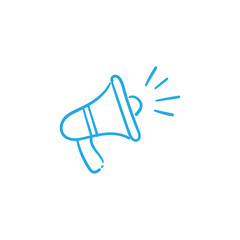 Megaphone doodle illustration, hand drawn loudspeaker vector icon.