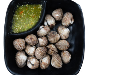 Thai food Grilled cockle on the dish