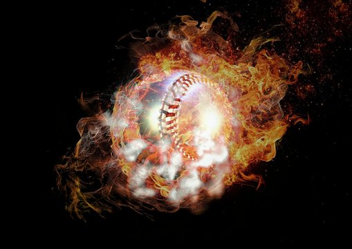 抽象的な炎と煙の野球ボール