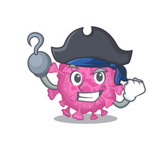 Cool corona virus organic in one hand Pirate cartoon design style with hat