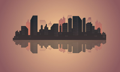 Obraz na płótnie Canvas Panorama city of building tall in the lake.
