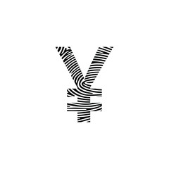 Yen Icon. Yuan symbol. China Money Currency Symbol. Fingerprint Concept Yuan Currency Icon Symbol vector design. China Yen. CNY. China Yuan. Yuan Icon