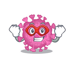 A picture of corona virus organic in a Super hero cartoon character