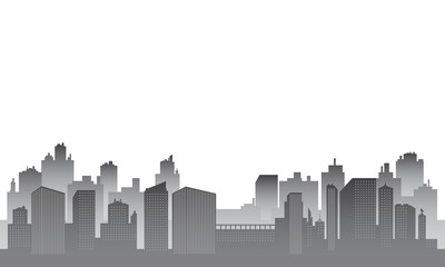 Naklejka premium City silhouette with white gray color gradient.