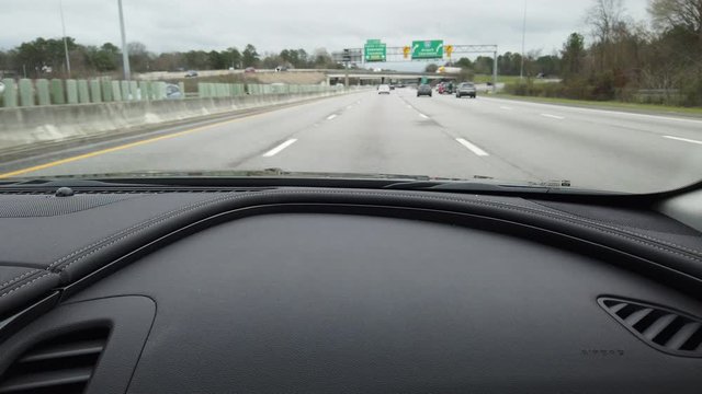 Driverless Car View Dashboard Automatically Turning Off Turnpike