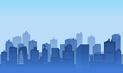 Naklejka premium City panorama with beautiful blue sky gradient.