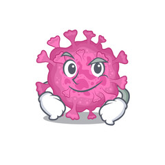 Funny corona virus organic mascot character showing confident gesture