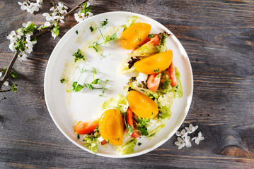 salad with peach