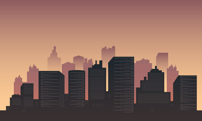 Obraz premium Silhouette of cities with nuances at dusk.