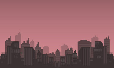 Silhouette of cities with nuances at dusk.
