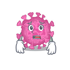 Cartoon picture of corona virus organic showing anxious face