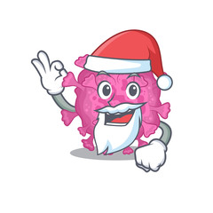 Corona virus organic in Santa cartoon character design showing ok finger