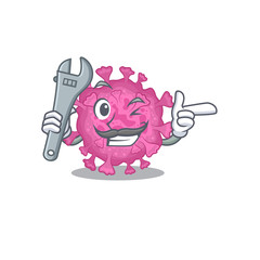 A picture of cool mechanic corona virus organic cartoon character design