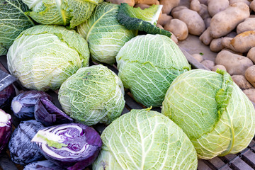 Fototapeta premium Market stalls with vegetables. Food.