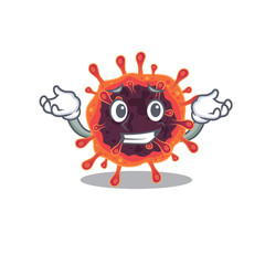 Happy face of corona virus zone mascot cartoon style