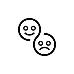 Fototapeta premium Vector icon of a cheerful and sad emoticon.