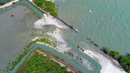 Bird eyes view Drone photography Coastline and sea landscape