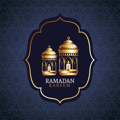 ramadan kareem celebration with golden lanterns