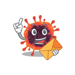 Cute face corona virus zone mascot design with envelope