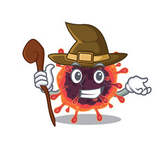Cute and sneaky Witch corona virus zone cartoon design style