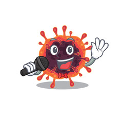 Cute corona virus zone sings a song with a microphone