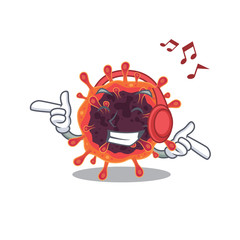 Obraz premium enjoying music corona virus zone cartoon mascot design