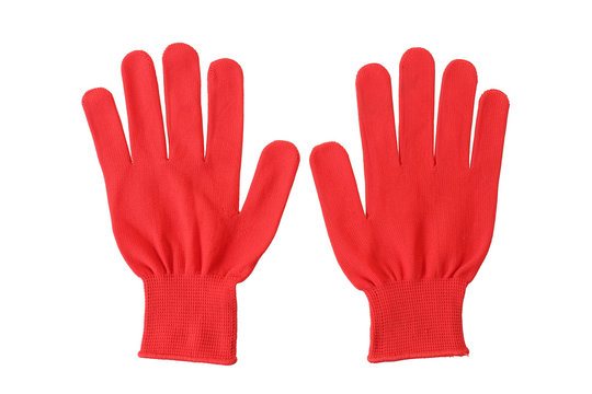 Red gloves isolated on white with clipping path