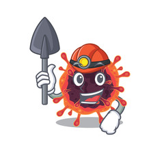 Cool miner worker of corona virus zone cartoon character design