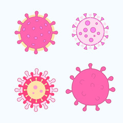 Vector coronavirus icons on blue background.