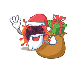 Santa corona virus zone Cartoon character design with box of gift