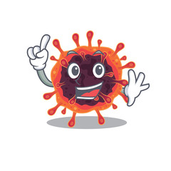 Fototapeta premium One Finger corona virus zone in mascot cartoon character style